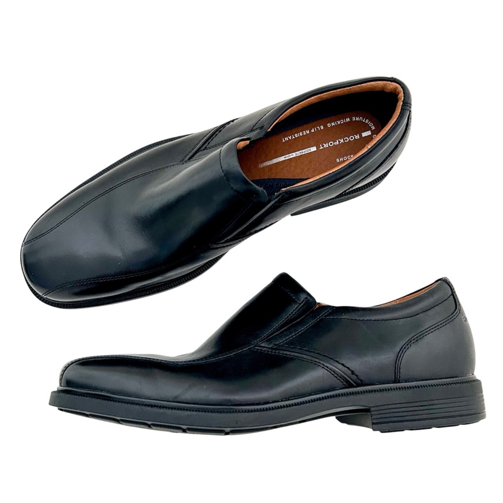 Rockport Men’s Black Leather Slip-On Dress Shoes Comfort Business Casual Size 12